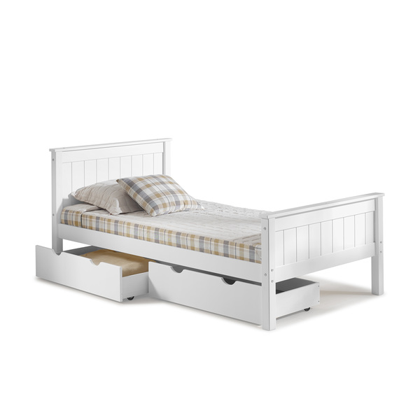 Alaterre Furniture Harmony Twin Wood Platform Bed with Storage Drawers, White AJHO10WHS